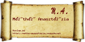 Máthé Anasztázia névjegykártya